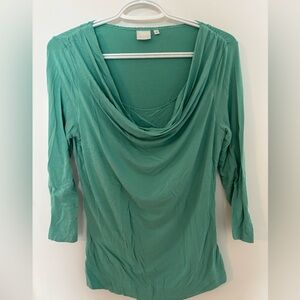 Danish Brand Inwear Women's Draped Cowl Neck Long Sleeve Top Teal Size M